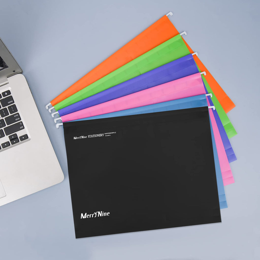 MerryNine 15 Pcs Hanging File Folders Letter Size, Letter Size Bulk File Cabinet Folders with Tabs and Card Insert, PP Suspension Files for School Home Work Office Organization (Murky Black)