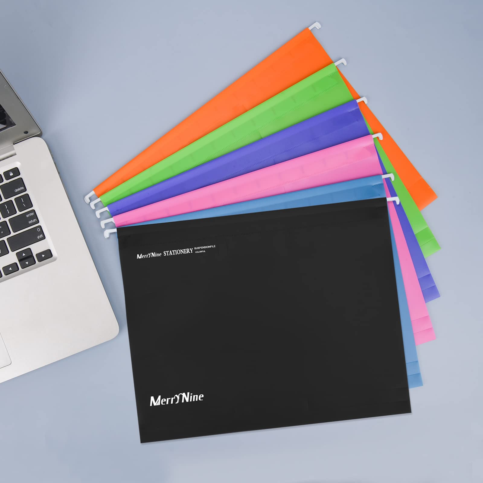 MerryNine 15 Pcs Hanging File Folders Letter Size, Letter Size Bulk File Cabinet Folders with Tabs and Card Insert, PP Suspension Files for School Home Work Office Organization (Murky Black)