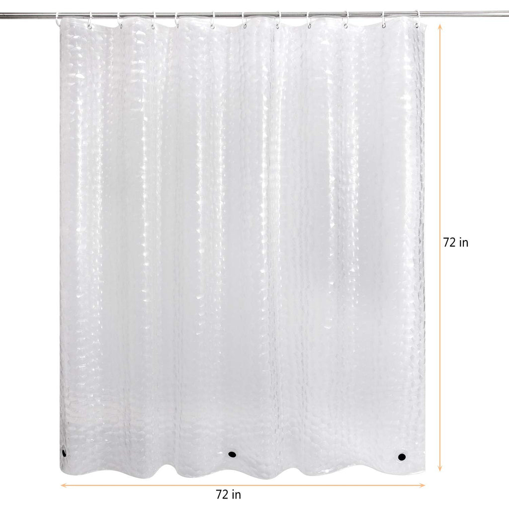 WELTRXE Heavy Duty EVA Shower Curtain Liner with Magnets Waterproof 3D Water Cube Clear Bathroom Shower Curtains,No Smell,72x72 Inch,12 Hooks