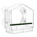 Suekiria Acrylic Window Bird Feeder with 4 Strong Suction Cups, Clear Bird House, Removable Food Tray with Drain Holes, Easy Install and Clean for Backyard and Outdoor