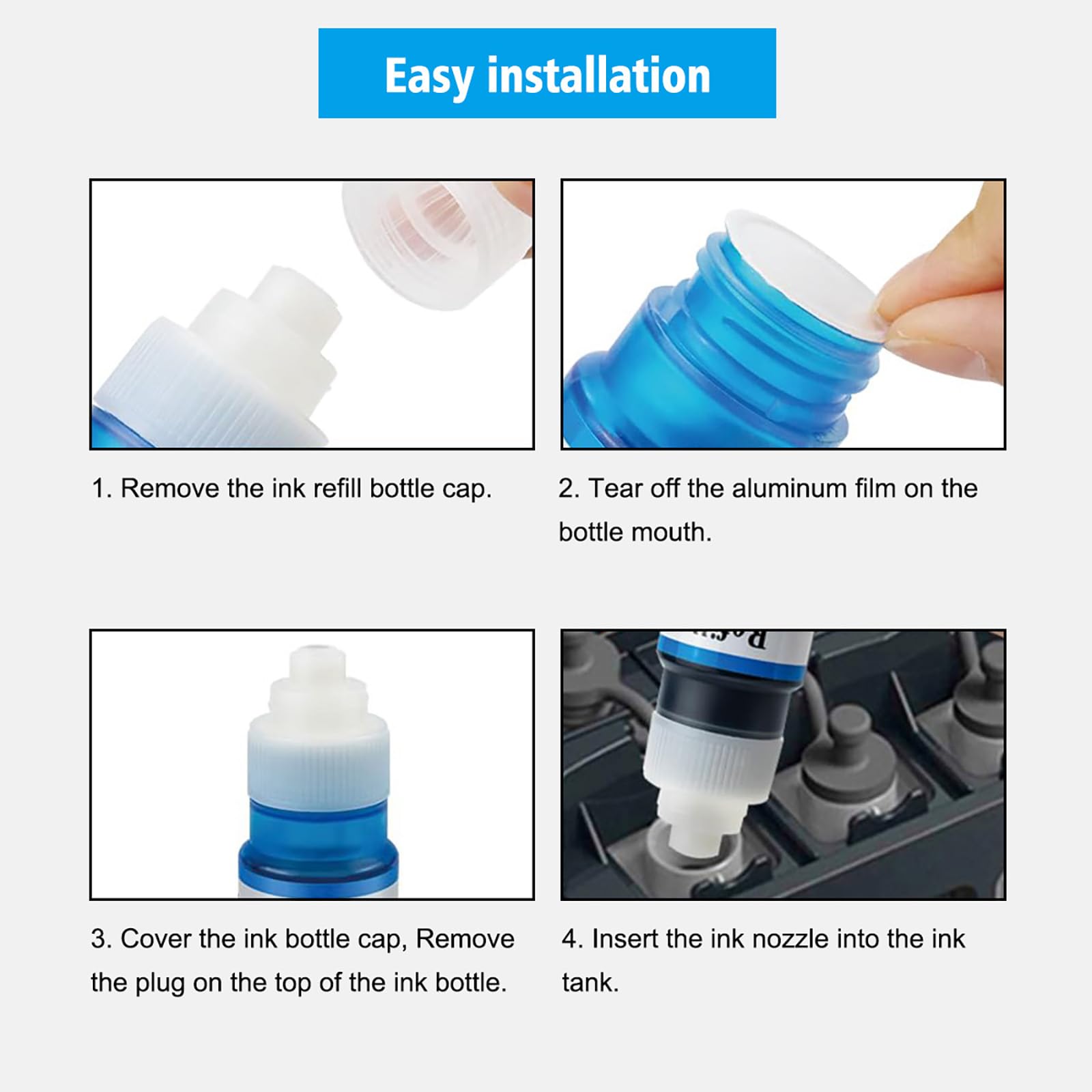 GI-21 GI21 G3270 G3290 Ink Bottles 4 Color Multipack Compatible High Capacity for Canon G3260 G2260 G1220 G1230 G2270 G4270 G4280 Printers 170ml Black Ink Refill 70ml C/M/Y Ink Refill