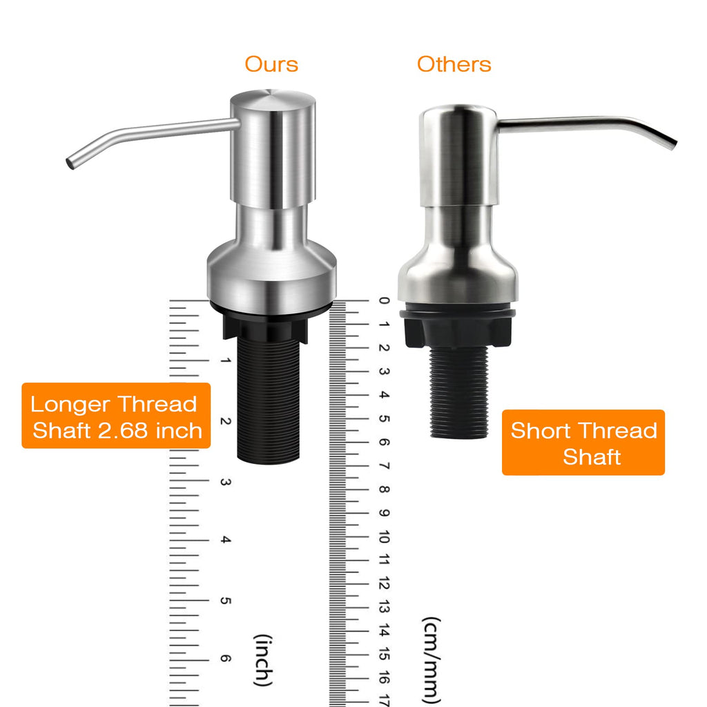 Sink Soap Dispenser for Kitchen Sink, Countertop Built in Sink Soap Dispenser with 47”Extension Tube kit, No Need to Fill The Little Bottle Again (Brushed Nickel)