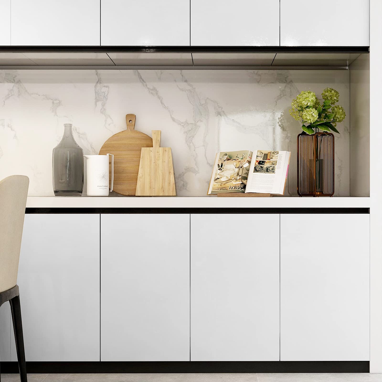 Oxdigi White Contact Paper Peel and Stick Wallpaper for Shelf Liner Cabinet Table Drawer Door Reform Decorative Thick Self Adhesive Removable Vinyl Film 24 x 196 Inches