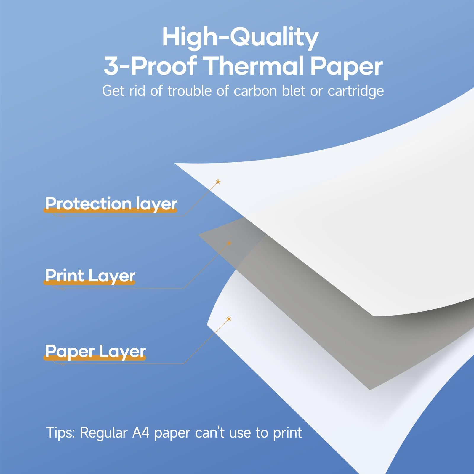 iDPRT Thermal Paper 8.5X11 200 Sheets US Letter for MT610 M08F M832 M834 M833 MT888 Portable Printer, Continuous File Printing Thermal Paper for iDPRT/HPRT/PRT and Other Document Portable Printers