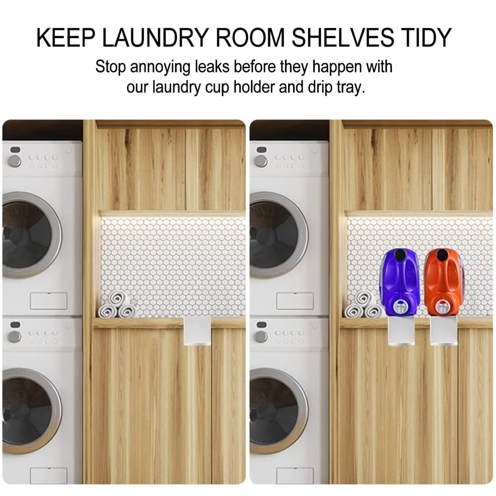 HEITIGN 2 Pack Laundry Detergent Holder Detergent Cup Holder Drip Catcher Soap Tray Laundry Soap Dispenser for Fabric Softener Container