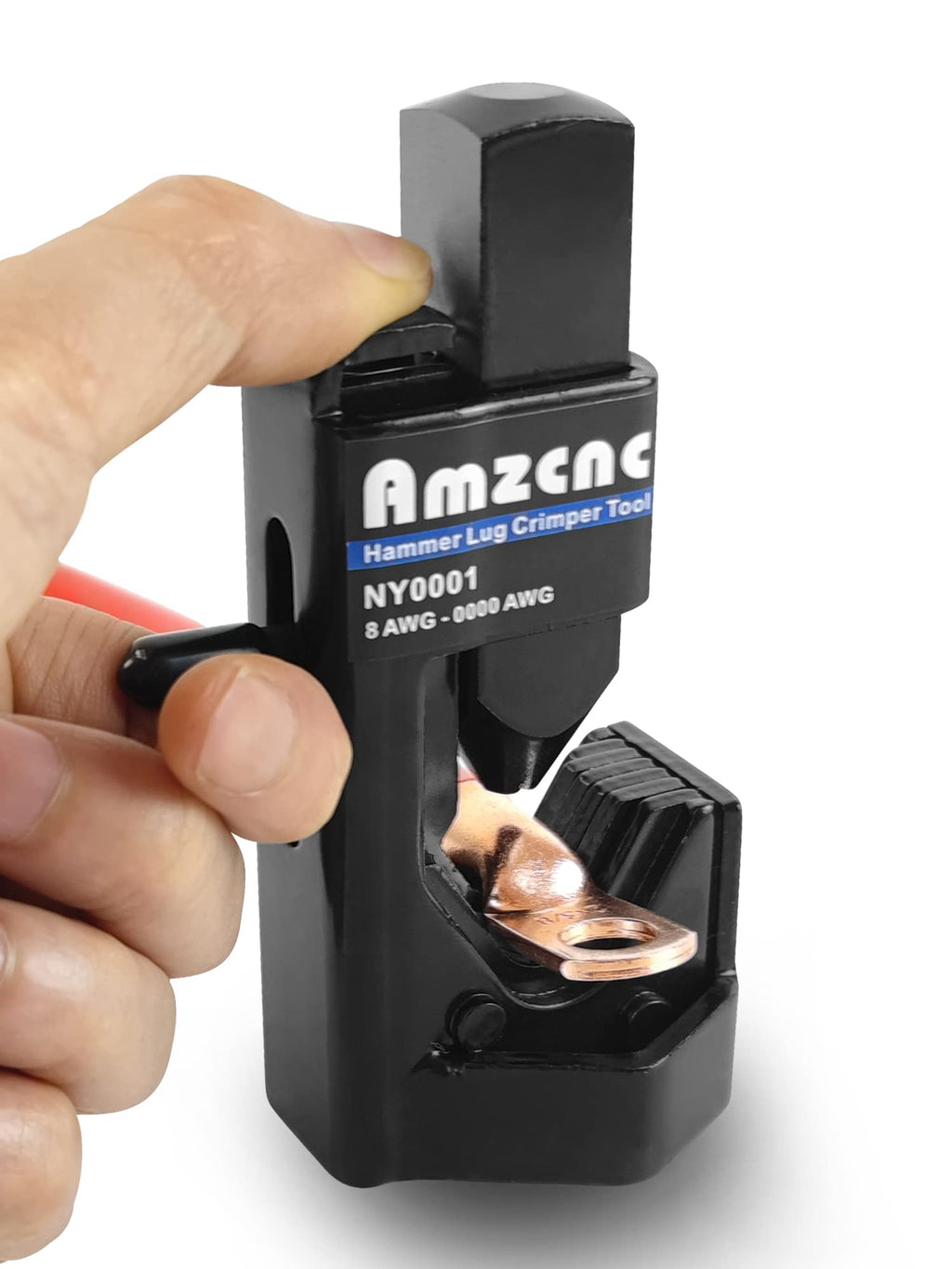 AMZCNC Hammer Lug Crimper Tool for 8 AWG - 0000 AWG Battery and Welding Cables(Crimps Battery and Welding Cables 8 AWG to 4/0 Wire Gauge)