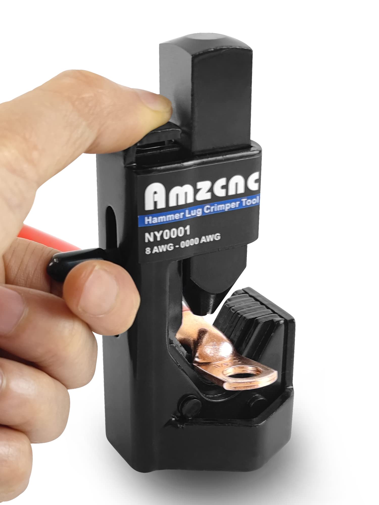 AMZCNC Hammer Lug Crimper Tool for 8 AWG - 0000 AWG Battery and Welding Cables(Crimps Battery and Welding Cables 8 AWG to 4/0 Wire Gauge)