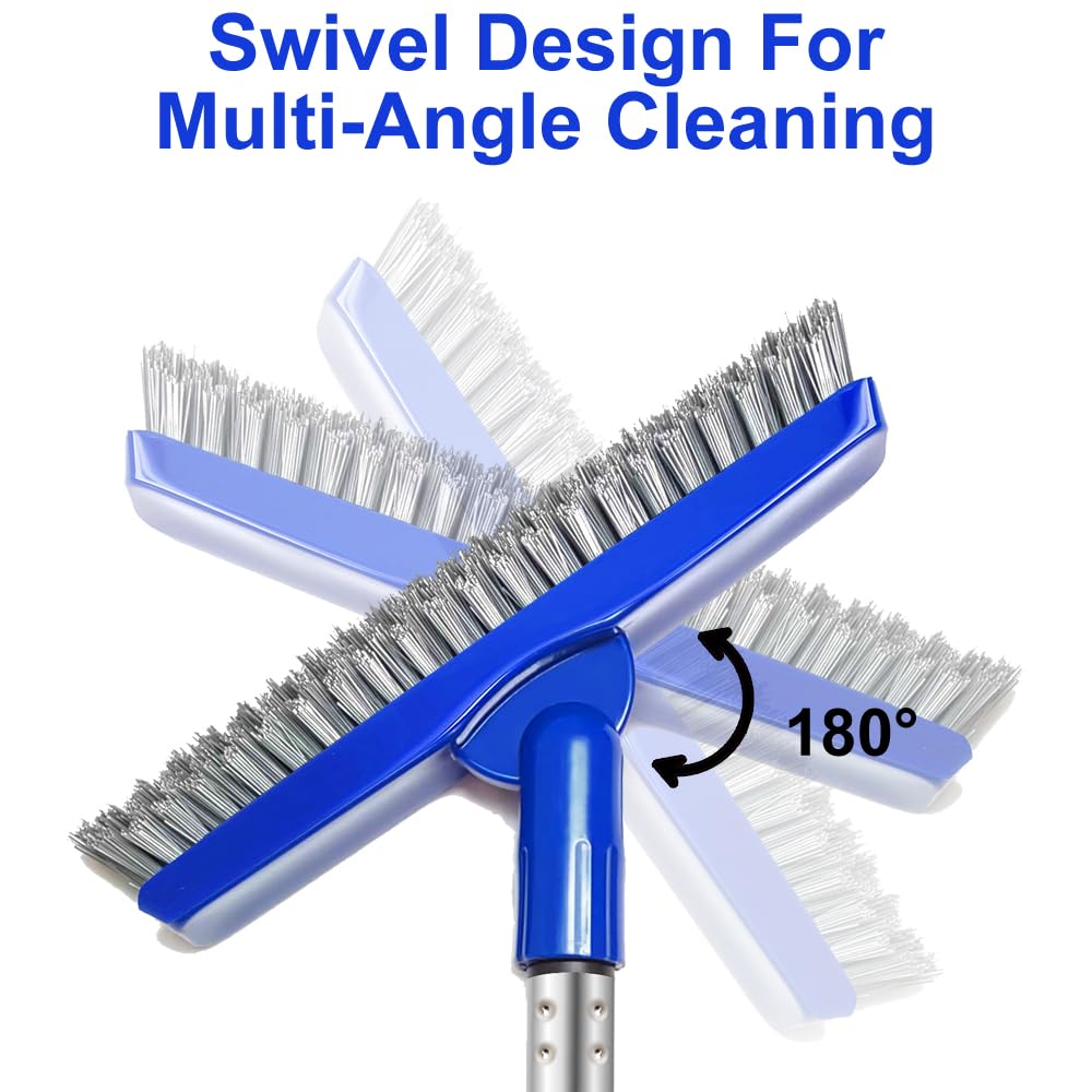 PuriSwiff Grout Cleaner Brush - with 58" Stainless Steel Adjustable Handle, Shower Cleaner Brush FloorScrubber for Grout Lines, Tiles, Corners, and Hard-to-Reach Areas Cleaning Tool