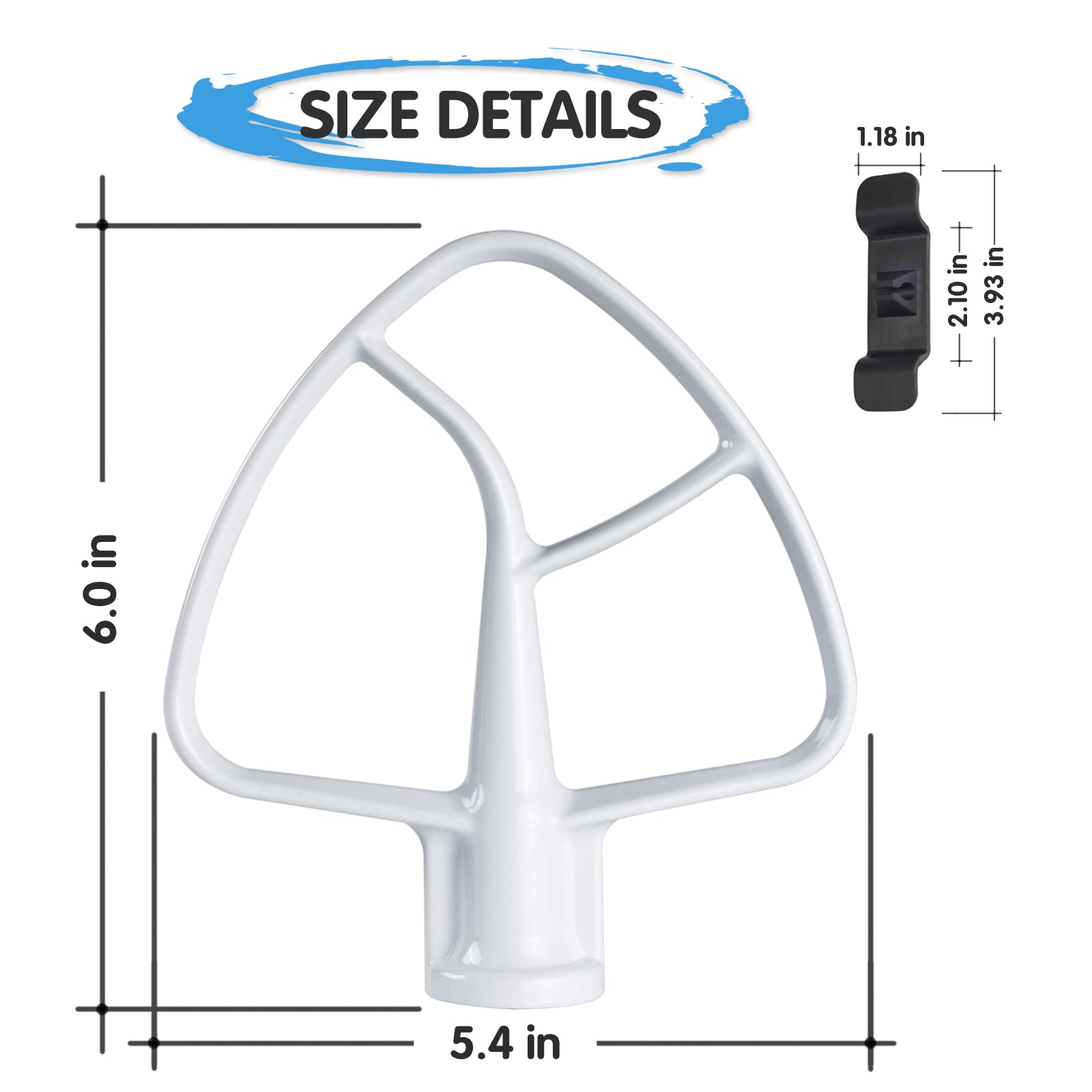 Flat Beater for KitchenAid 4.5 Quart Tilt-Head Stand Mixer, K45B Coated Paddle Attachment for Kitchen Aid Mixer Accessories