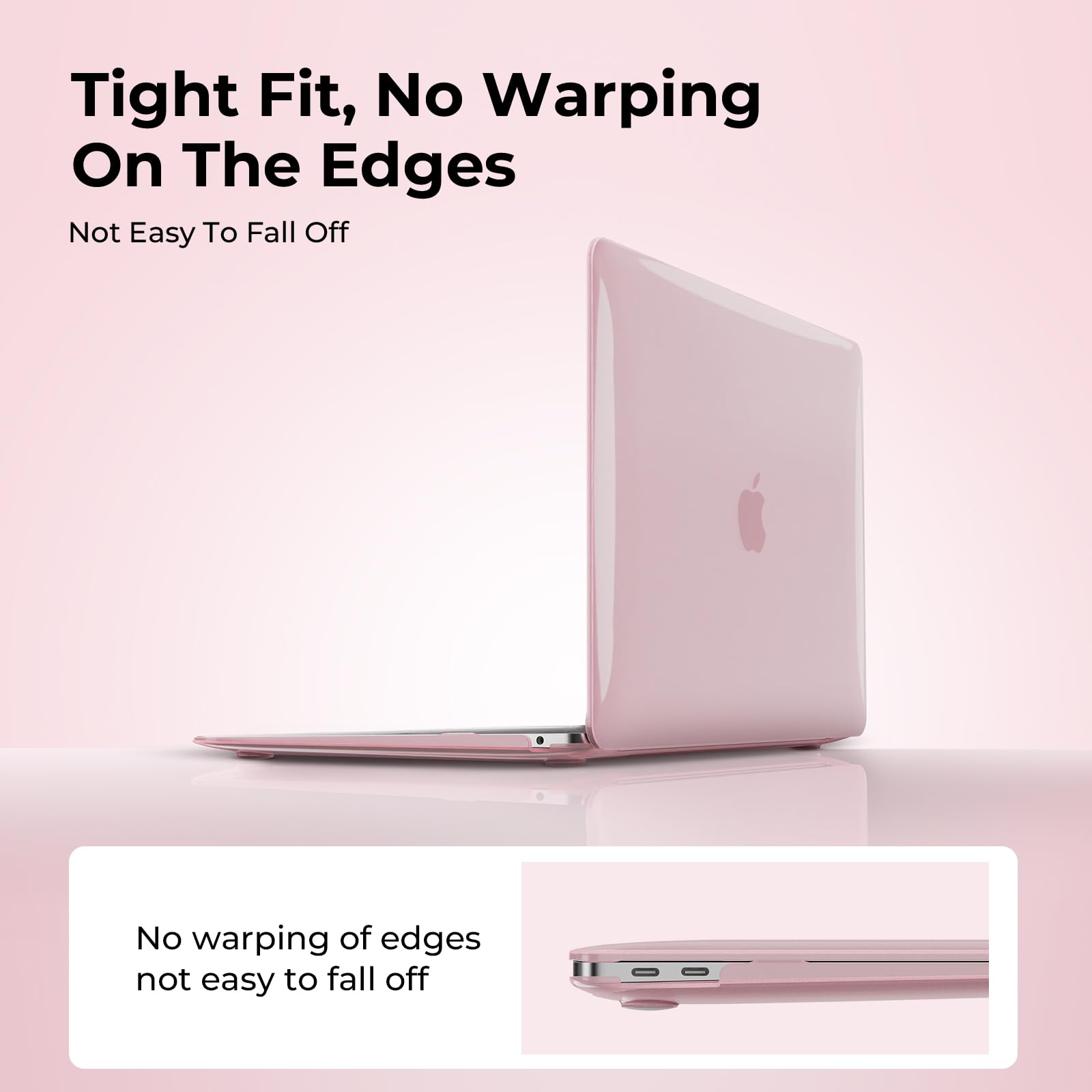 EooCoo Compatible with MacBook Air 13.3 inch Case 2018-2021 Release M1 Chip Model A2337 A2179 A1932 with Retina Display, MacBook Air 13 Case + TPU Keyboard Skin+ Screen Protector, Crystal Pink