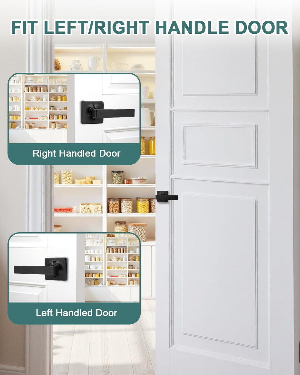 GOBEKOR 2 Pack Black Half Dummy Door Handles Straight Non-Turning Door Lever Square Interior Closet French Door Handle Dummy Levers