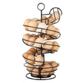 QUTREY Black Metal Egg Skelter, Spiral Design Egg Dispenser Rack Holder with Storage Basket for Countertop, Kitchen