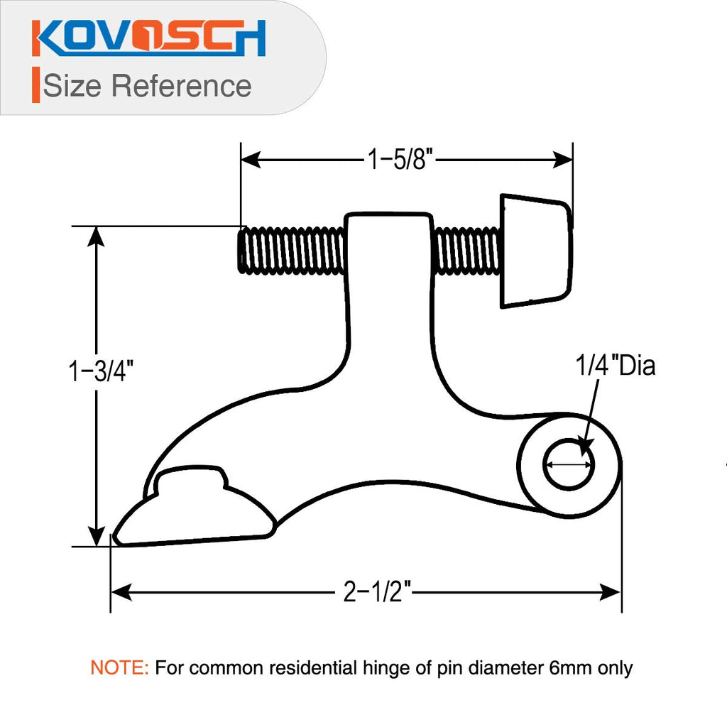 KOVOSCH 10 Pack Hinge Pin Door Stopper Black - Adjustable Heavy Duty Hinge Pin Door Stop with Black Rubber Bumper Tips