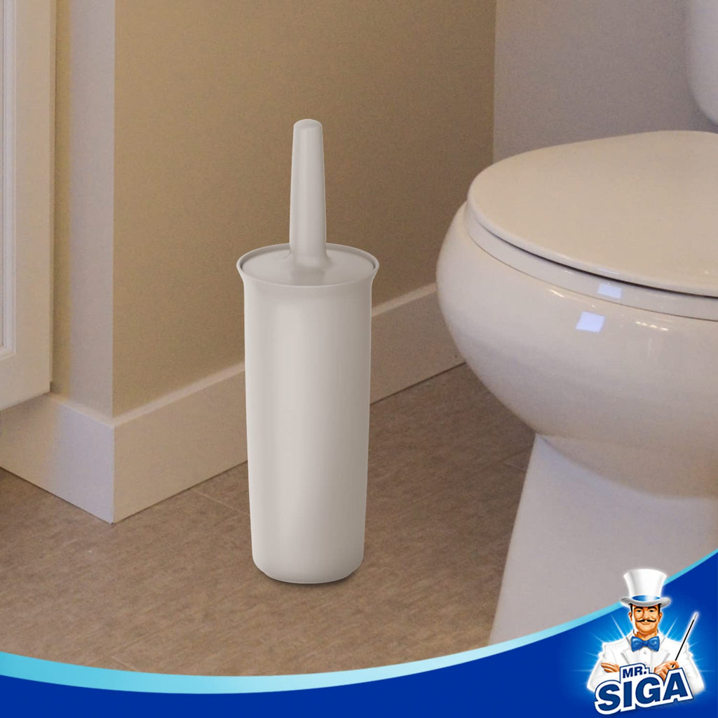 MR.SIGA Toilet Bowl Brush and Holder for Bathroom, White, 1 Pack