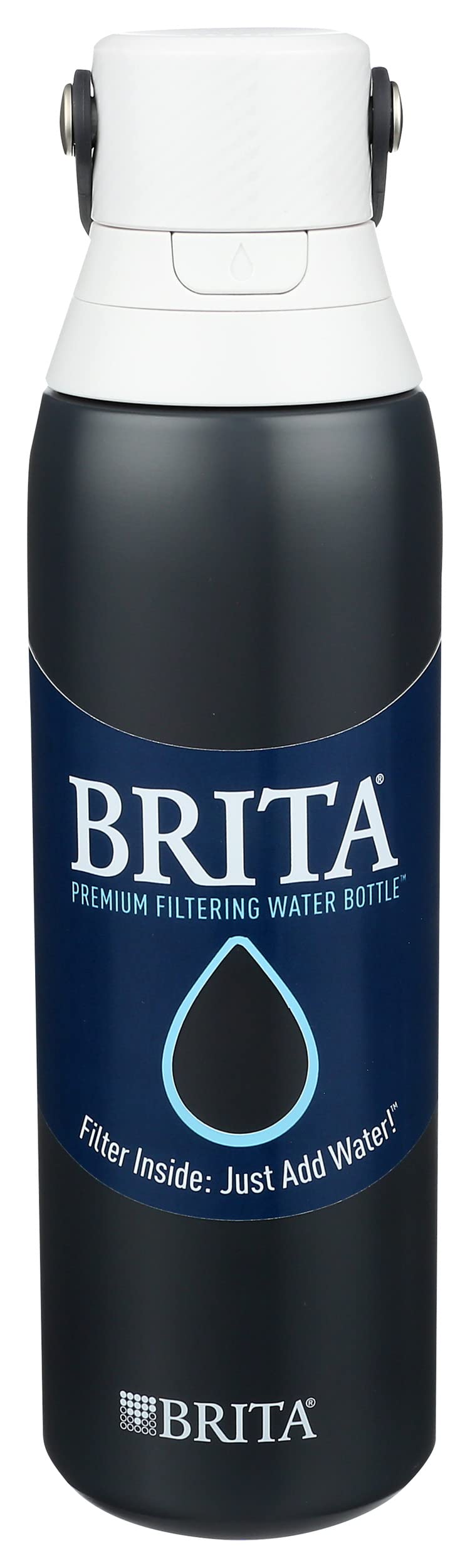 Brita Insulated Stainless Steel Filtering Water Bottle with Straw BPA-Free Water bottle for Sports, Travel or Hiking, Great for gifting, Easy-carry loop, Leak-proof lid, 26 Oz, Carbon