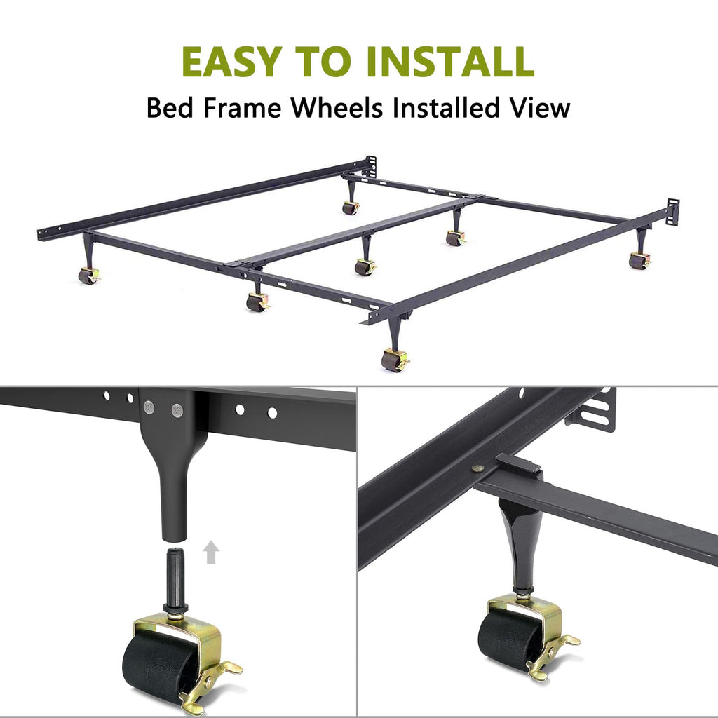 6PCS Bed Casters,Bed Frame Wheels,Bed Frame Rollers,Heavy Duty Locking Metal Swivel Casters for Bed Replacement Parts,Stem for Bed Frame Socket