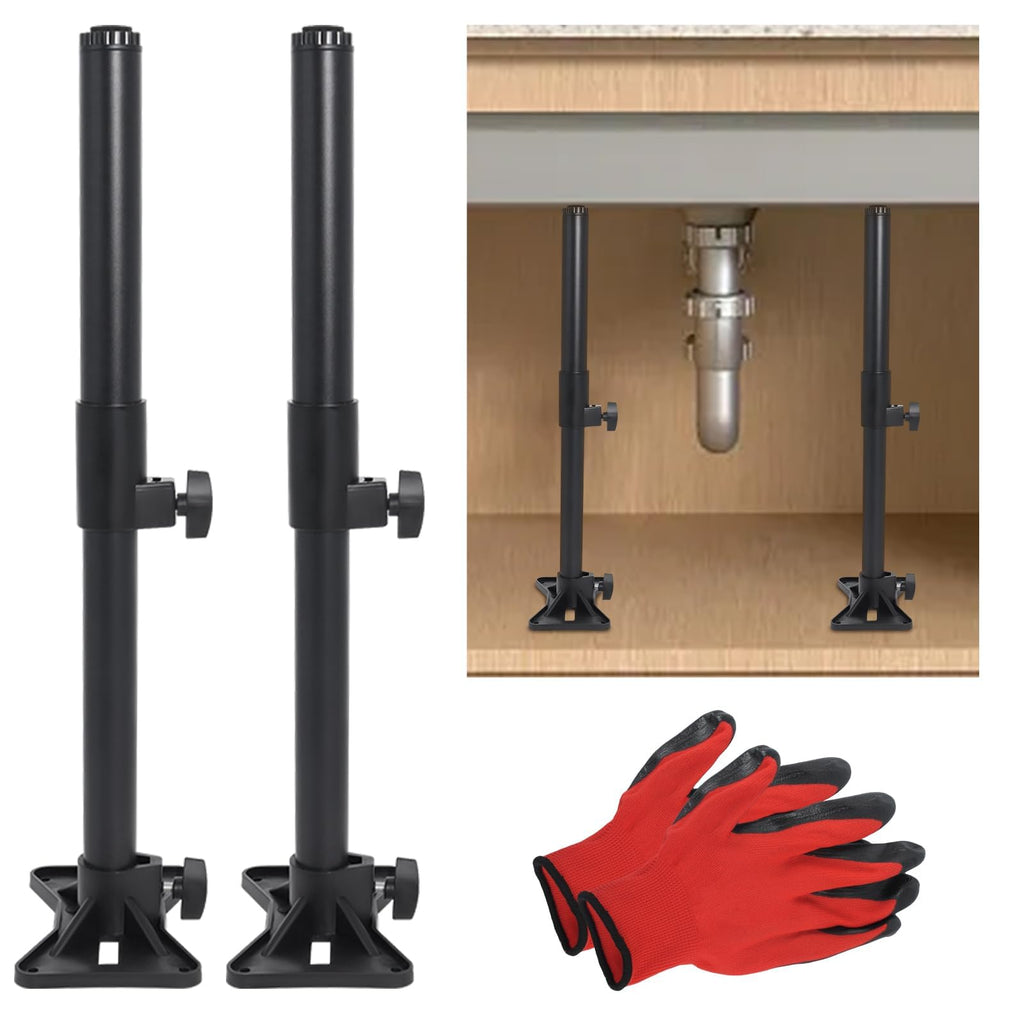 Undermount Sink Brackets, Stainless Steel Adjustable Sink Legs Installation and Repair Kit Support System with Waterproof Gloves for Kitchen, Bathroom.(13.8-23.6 inches)