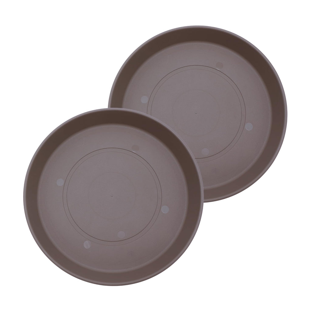 The HC Companies Round Prima Flower Pot Saucers - Plastic Plant Saucer for Outdoors & Indoors - Traditional Plant Pot Trays for Water Drainage -Durable Plant Tray (12-inch Cappuccino, Pack of 2)