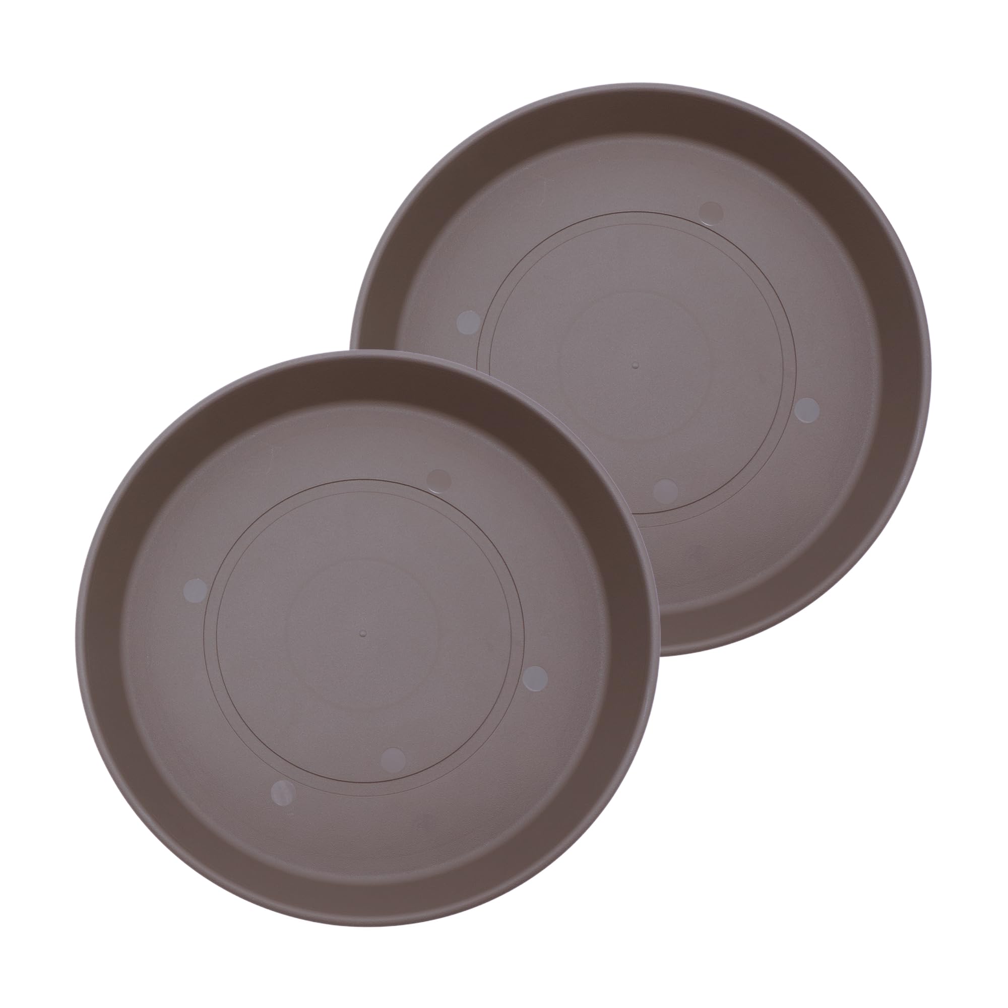The HC Companies Round Prima Flower Pot Saucers - Plastic Plant Saucer for Outdoors & Indoors - Traditional Plant Pot Trays for Water Drainage -Durable Plant Tray (12-inch Cappuccino, Pack of 2)
