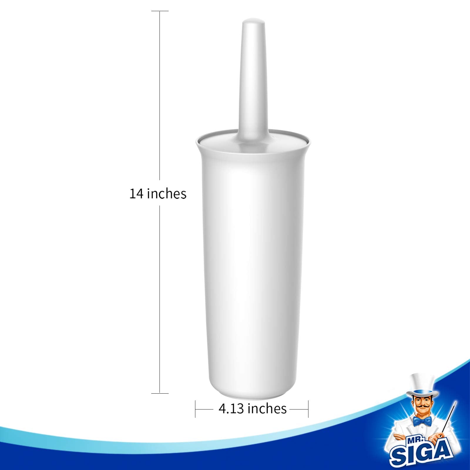 MR.SIGA Toilet Bowl Brush and Holder for Bathroom, White, 1 Pack