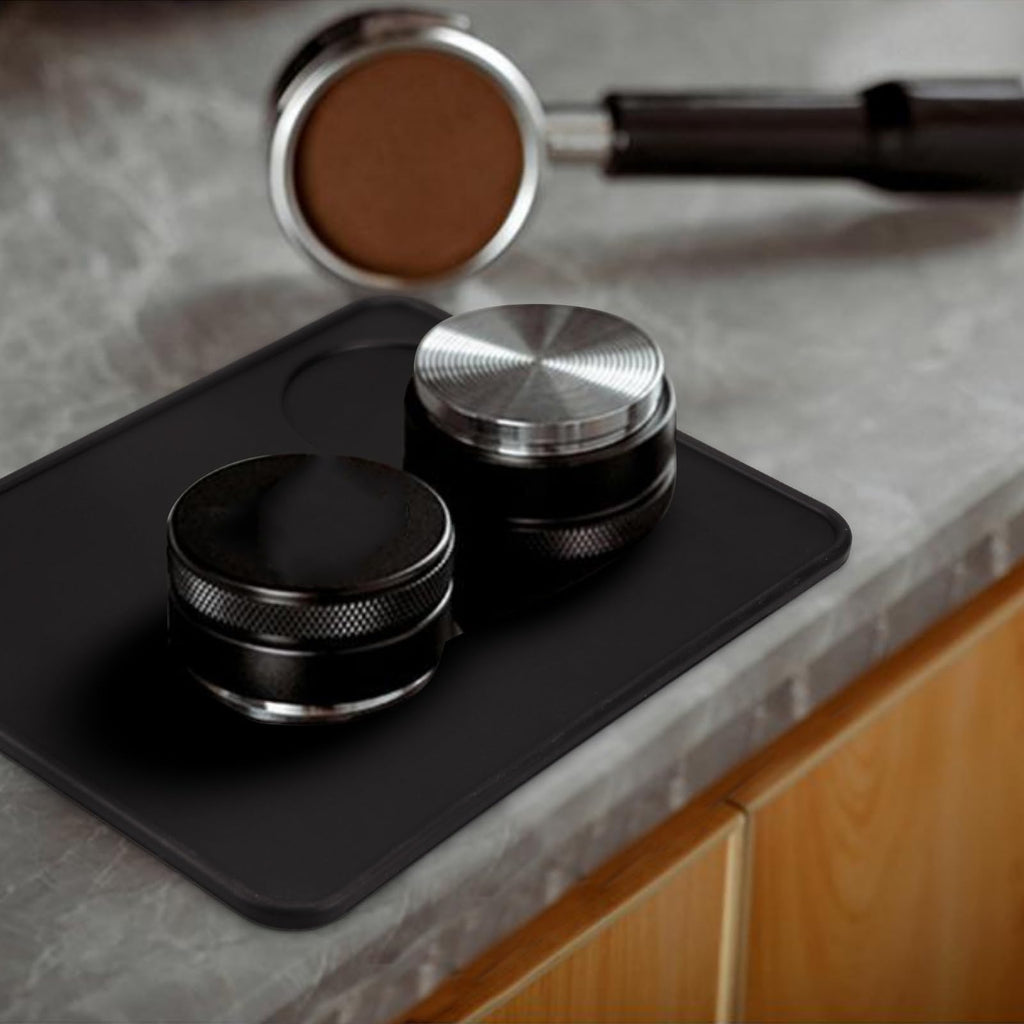 HOMEE Coffee Knock Box 4.8 Inch with Coffee Tamping Mat,Shock-Absorbent Durable Barista Style Knock Box with Removable Knock Bar and Non-Slip Base, Equipped Silicone Anti-Slip Espresso Tamping Mat