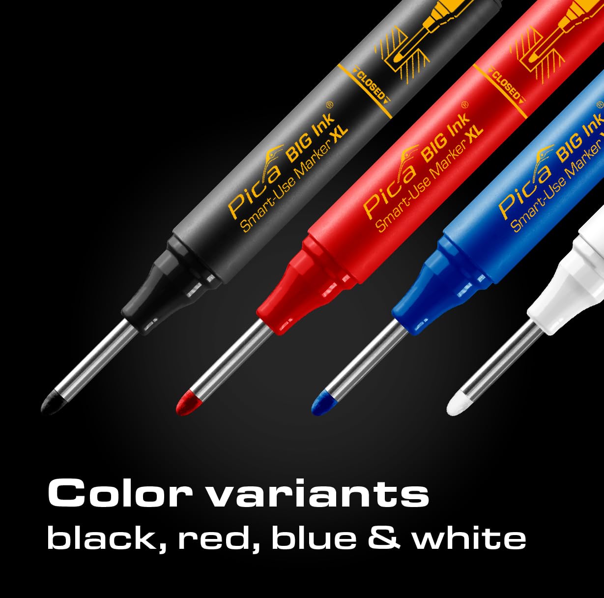 Pica Big Ink Smart-Use Marker XL Black (Strong Markings, Suitable for Smooth and Dry Surfaces, Includes Case Protector) 170/46