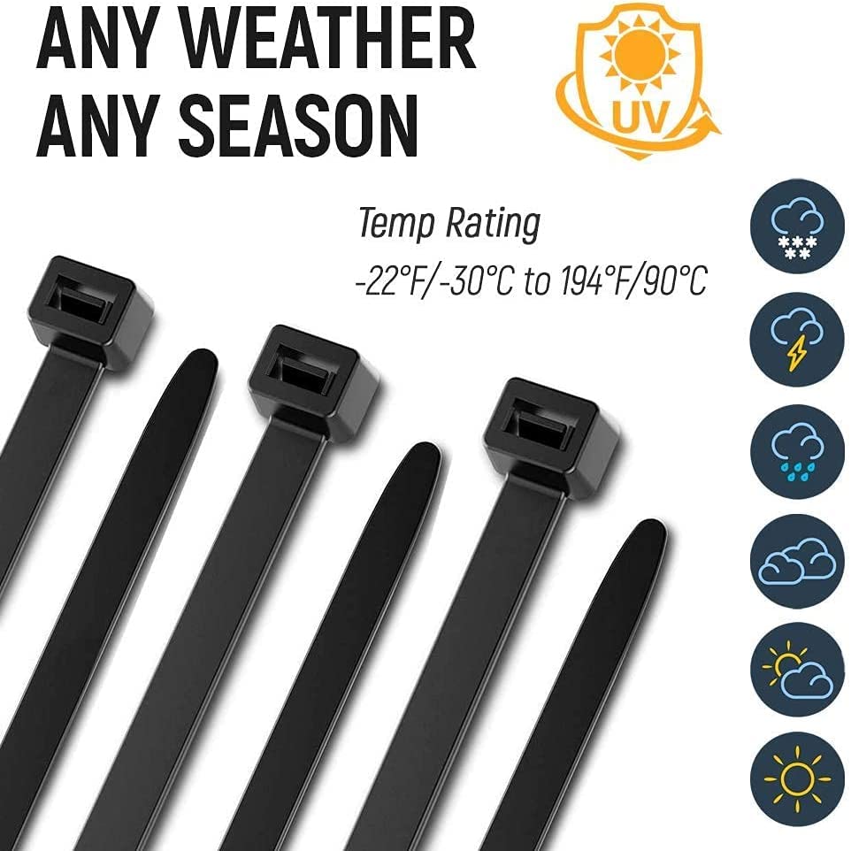 ALBO Black Zip Ties 6 Inch Plastic Cable Ties 1000 Pack Tie Wraps 40lb UV Resistant Small Nylon Wire Ties