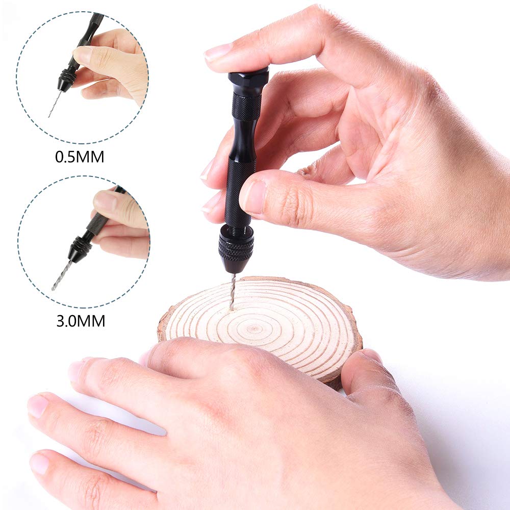 57 Pcs Hand Drill Bits Set 0.3-3mm Precision Pin Vise Hand Drill Manual Rotary Tools 46Pcs Mini Micro Twist Drill Bits & 10Pcs PCB Drill Bits for Resin Polymer Clay Craft DIY Jewelry Making Wood Model