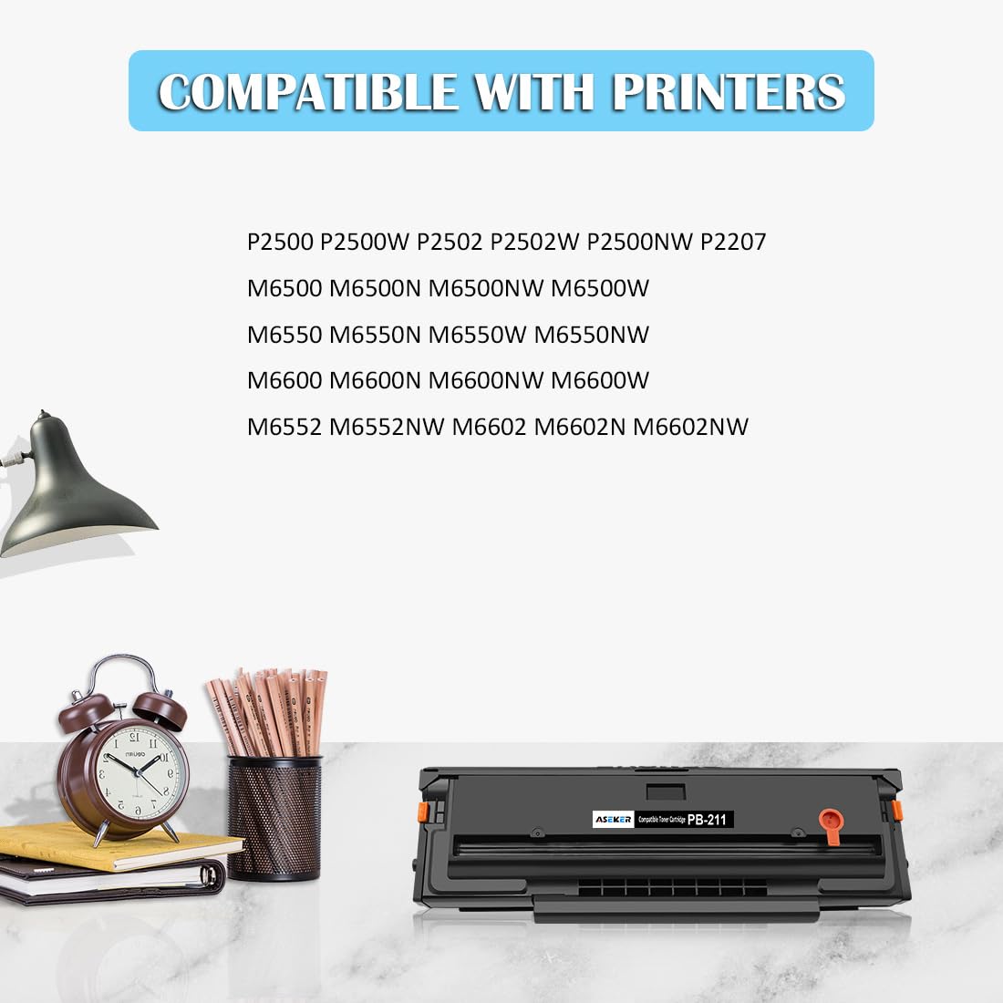 Asker PB-211 PB211 PB-211EV PB211EV PB 211 Toner Cartridge Black 1600 Pages Compatible for P2500W P2502W M6500NW M6550NW M6600NW M6552NW M6602NW Printer ( Black, 1-Pack )
