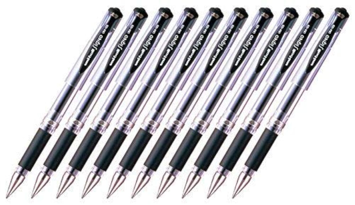 Uni-ball Signo Capped Gel Ink Pen (UM-153), Bold Point 1.0mm, Black Ink, Value Set of 10