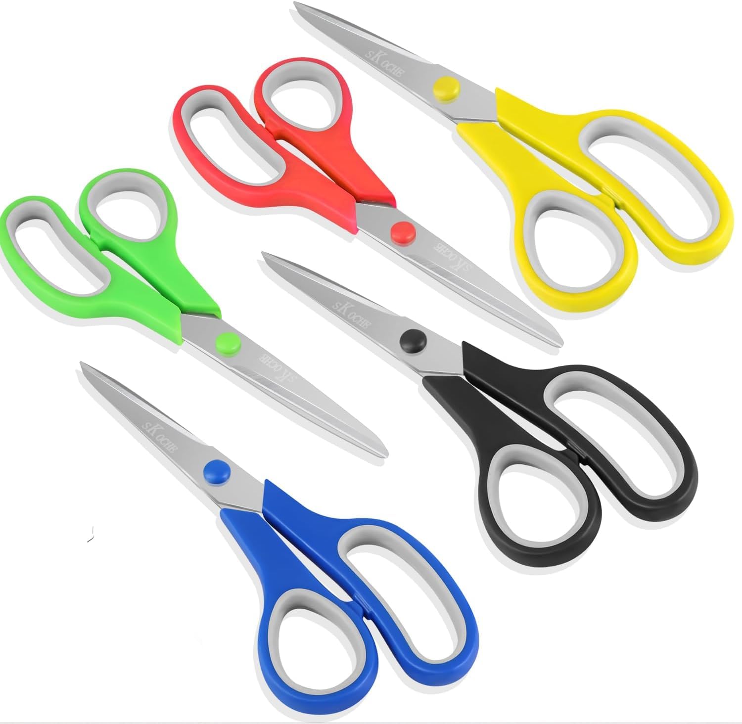 SKOCHE Heavy-Duty Multipurpose Scissors, 15 Pack 8-Inch & 1 Pack 4.1-Inch Sewing Scissors, Ultra Sharp Stainless Steel Blades, Comfort-Grip Handles, Ambidextrous