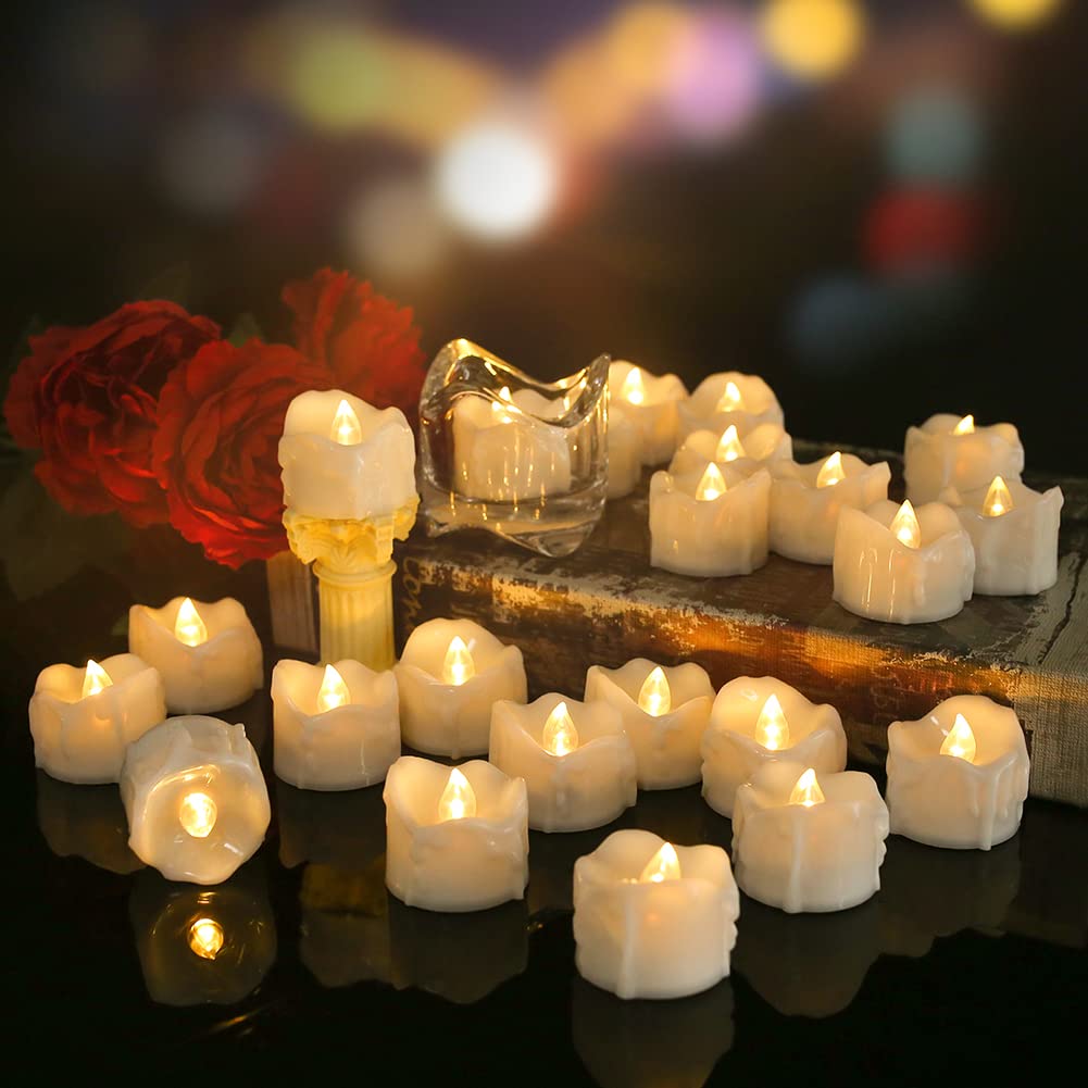 Tealight Candles Battery Operated with Timer (6Hrs ON 18Hrs Off Cycle), 12pcs Timing LED Flickering Flameless Tea Light Electric Fake Votive Candles in Warm White for Xmas Party Halloween Wedding