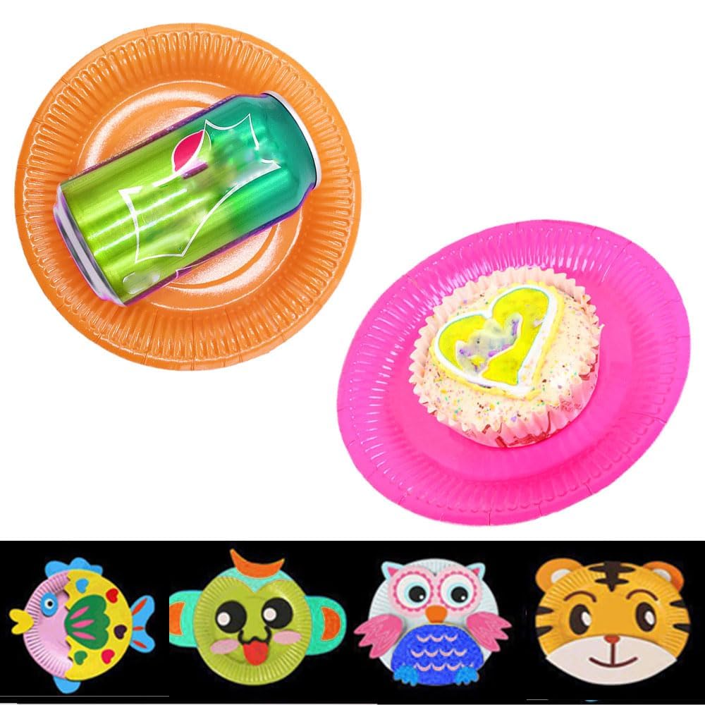 7 Inch Paper Plates, Esforzarse 100 Pcs Round Plates, DIY Colourful Paper Plates, Ultra Paper Plates for Everyday Use, Plates for Birthday, Wedding, Holiday, Party Dinner and Daily Use(10 Colours)