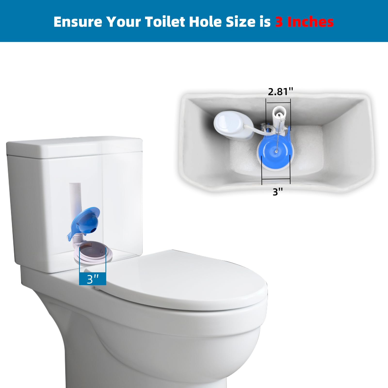 Toilet Flapper Replacement, Compatible with Gerber 99-788, 3 Inch Flapper Replacement Water Saving, High Performance, Easy to Install by Hibbent- Blue Color