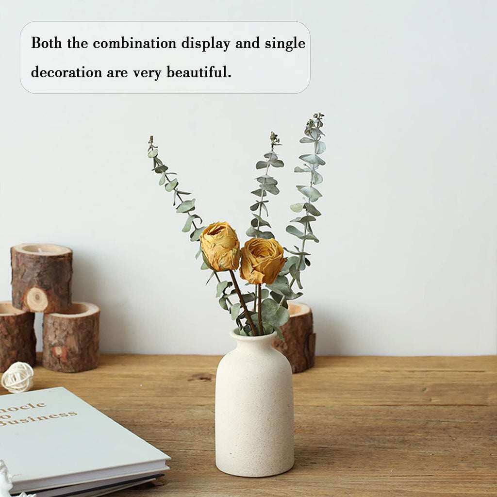 CEMABT Beige Ceramic vase Set-3 Small Flower vases for Decor,Modern Boho Farmhouse Home Decor,Decorative vase for Pampas Grass&Dried Flowers,idea Shelf ,Table,Bookshelf ,Entryway- Distressed