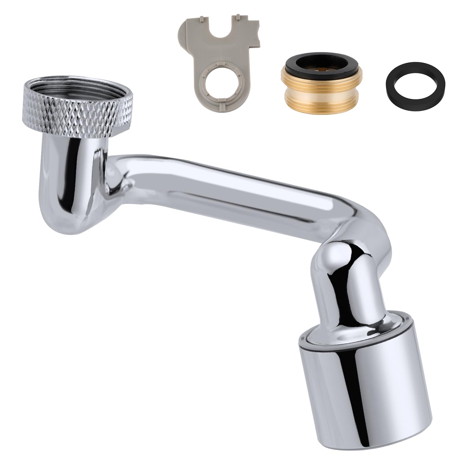 Hibbent Metal 1080 Swivel Faucet Extender: Universal Robotic Arm Swivel Extension Faucet Aerator with Dual Spray Mode, Splash Filter, Sink Faucet Attachment for Kitchen Faucet or Bathroom Sink Chrome