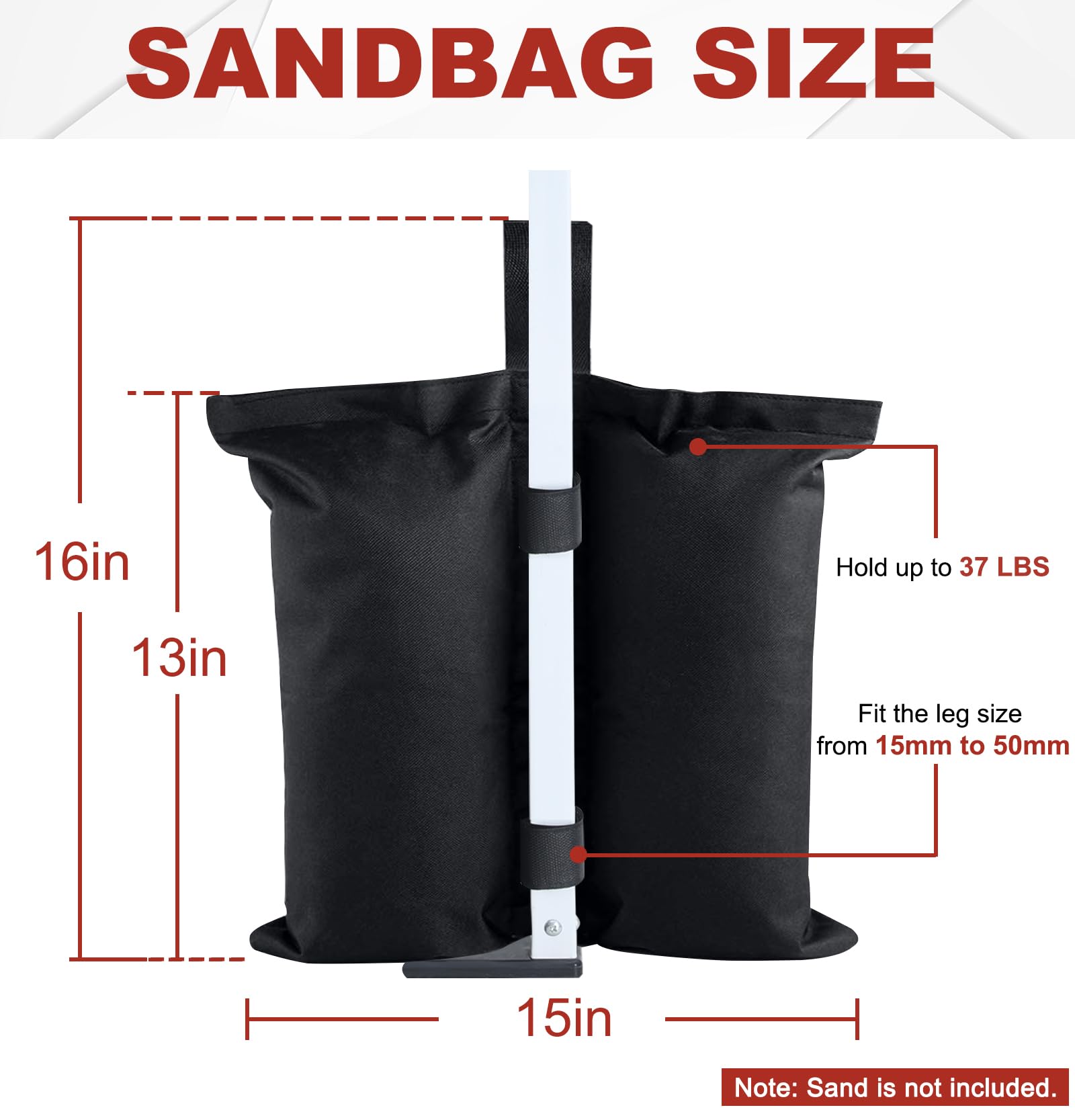 ABCCANOPY Canopy Weights 120 LBS Gazebo Tent Sand Bags,4pcs-Pack (Black)