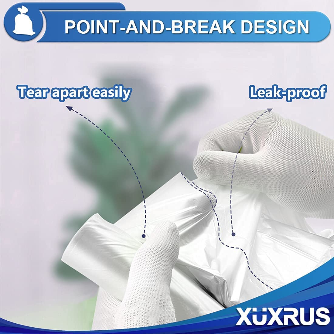 XUXRUS Small Garbage Bags 3 Gallon 200 Counts Bathroom Trash Bags Strong Clear Trash Can Bags Wastebasket Bin Liners Fit 8~10 Liter