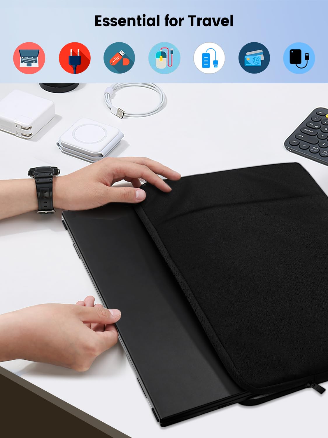 EVICIV 16.1 Inch Sleeve Case Built-in Soft Lining Padded Zipper, Durable Handle-Waterproof Protective Laptop Bag Compatible with Laptop/Portable Monitor/Notebook/Tablet for 15.6 Inch Accessory Storage