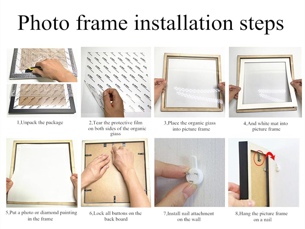 NUFTVI Diamond Painting Picture Frames, Suitable for 12x16 in/30x40 cm Picture Photos Oil Paintings Canvas, Diamond Art Wood Frame With Mat, Wall Art Deco (2 Pack, Black)