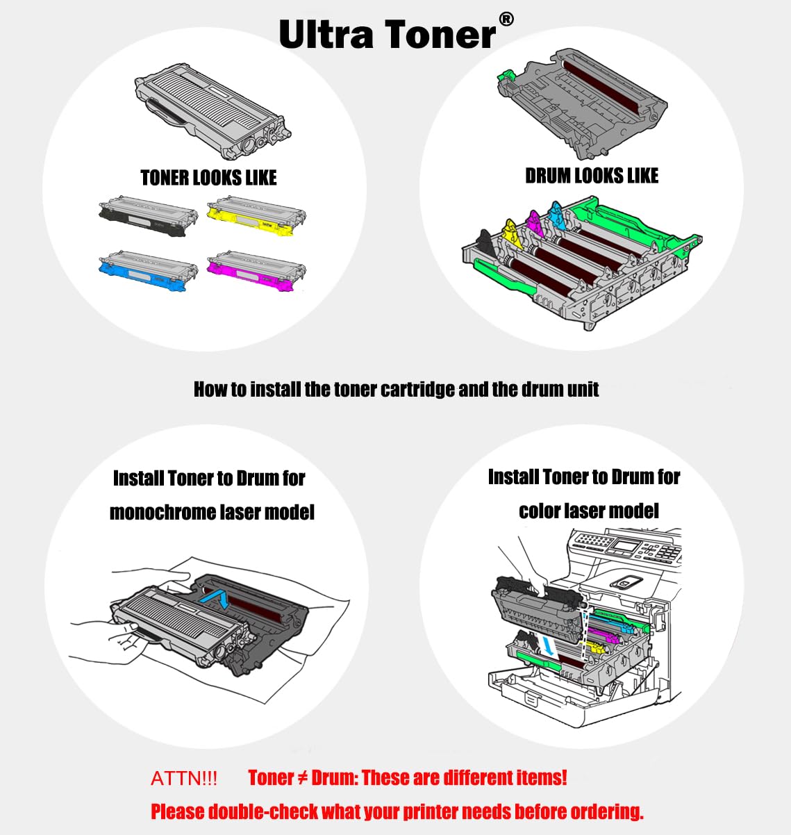 Ultra Toner® Compatible Replacement for Brother TN221 Black Toner Cartridge TN-221BK TN225 DCP-9020CDN HL-3140CW HL-3150CDN HL-3170CDW HL-3180CDW MFC-9130CW MFC-9330CDW MFC-9340CDW (2 Black)
