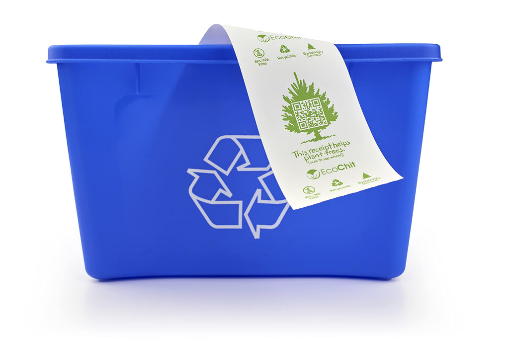 EcoChit Phenol-Free Thermal Paper Rolls, 2-1/4" x 45', Pre-Printed Eco-Friendly Message, Every Case Plants Two Tree, Case of 50