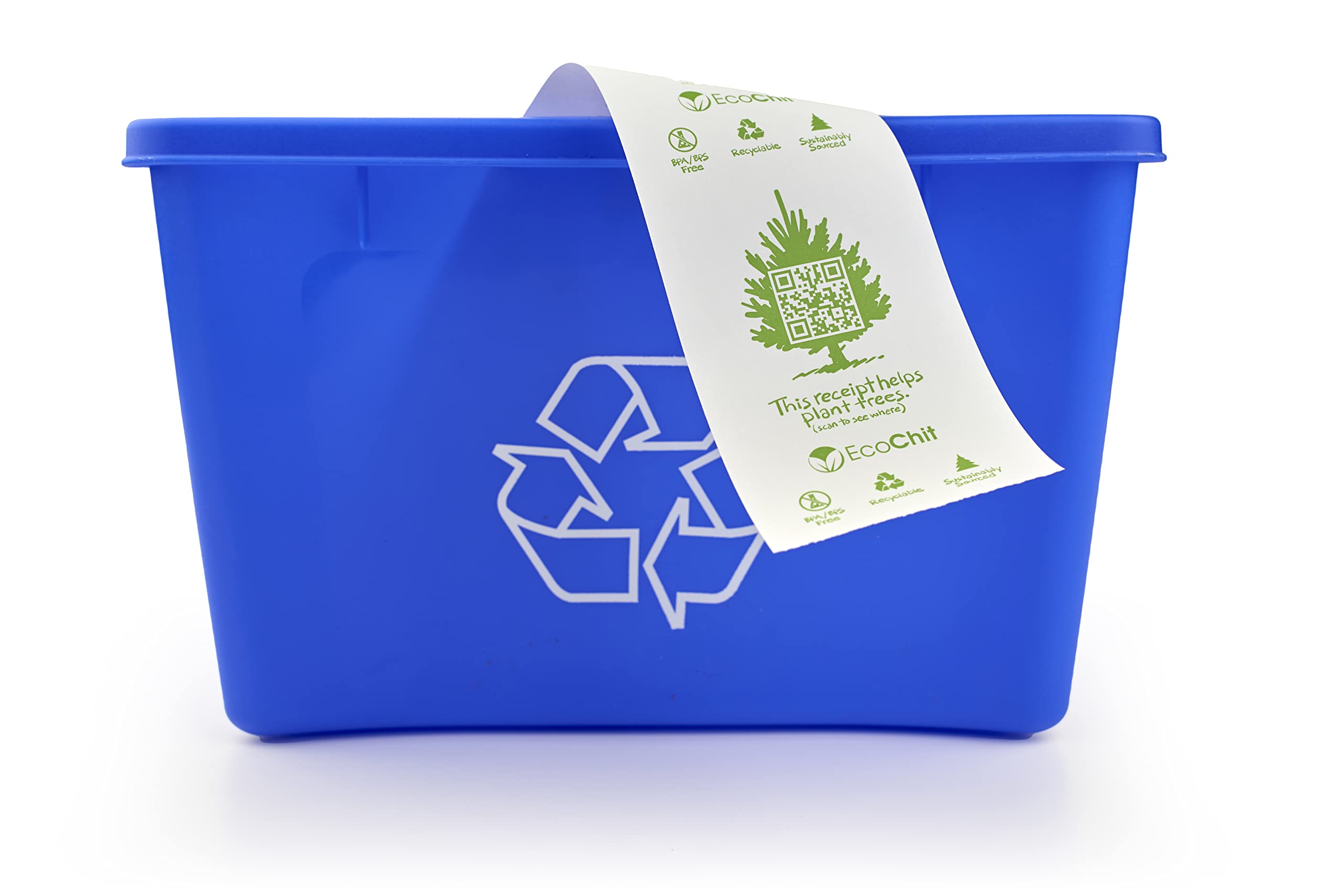 EcoChit Phenol-Free Thermal Paper Rolls, 2-1/4" x 45', Pre-Printed Eco-Friendly Message, Every Case Plants Two Tree, Case of 50