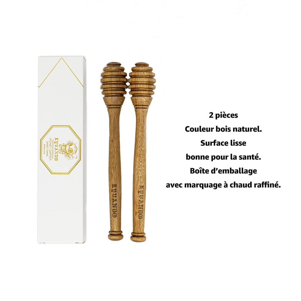 KYVANDO Brazilian Cherry Wood Honey Dipper - Durable & Warp-Resistant, Preserves Honey Purity, 2pcs, 6.3 Inch
