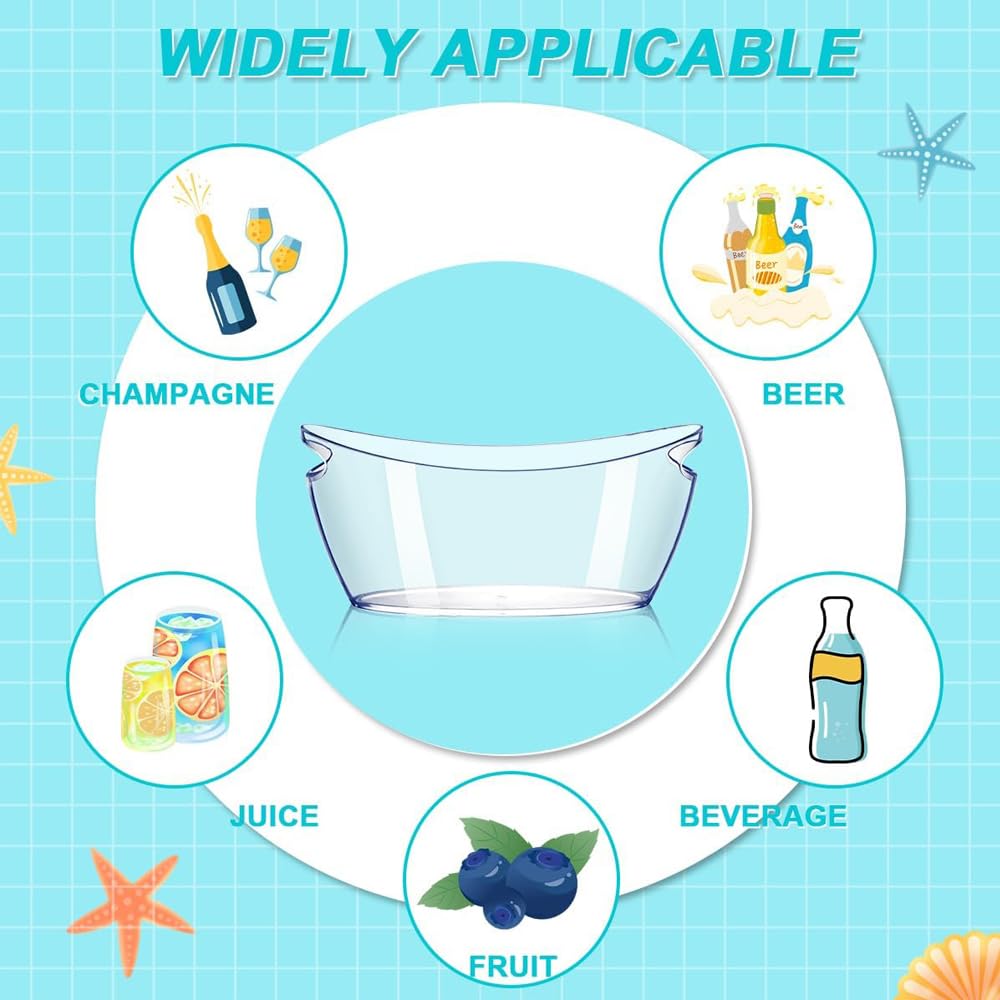 2 PCS Ice Buckets for Parties (5.5L)& Ice Bucket Scoop,Clear Acrylic Champagne Beer Tub Mimosa Bar Supplies, Drinks Beverage Tub for Cocktail Bar, Wine, Beer, Soda