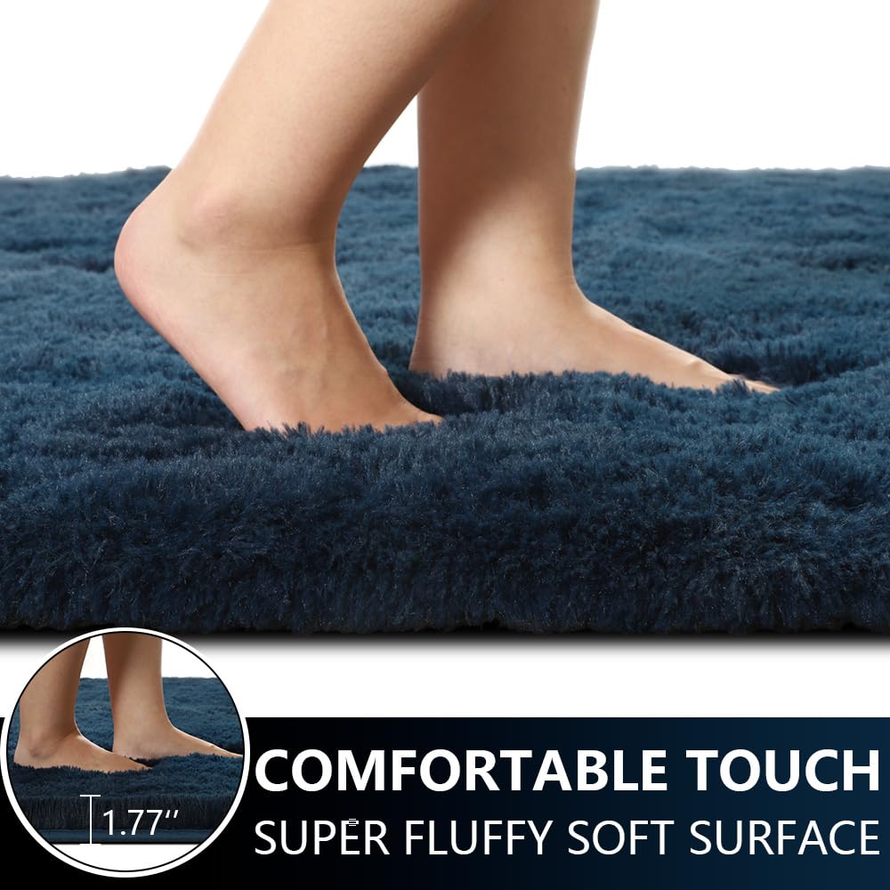 LOCHAS Ultra Soft Children Rugs Room Mat Modern Shaggy Area Rugs Home Decor 2.6' x 5.3', Navy