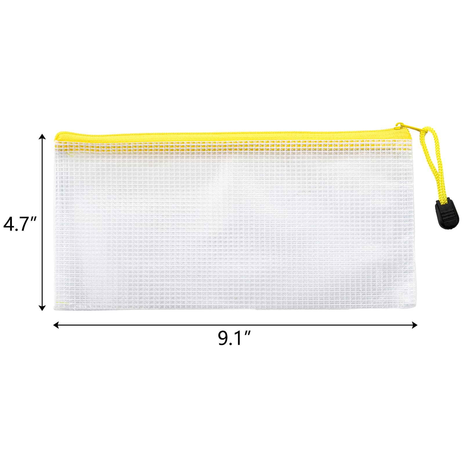 Hedume 50 Pack 10 Colors Zipper Mesh Pouch, A6 (9.1 x 4.7 inches) Zipper Pouch Waterproof Plastic Zip File Bags, for Bills, Cosmetics, Travel Storage and Office Supplies