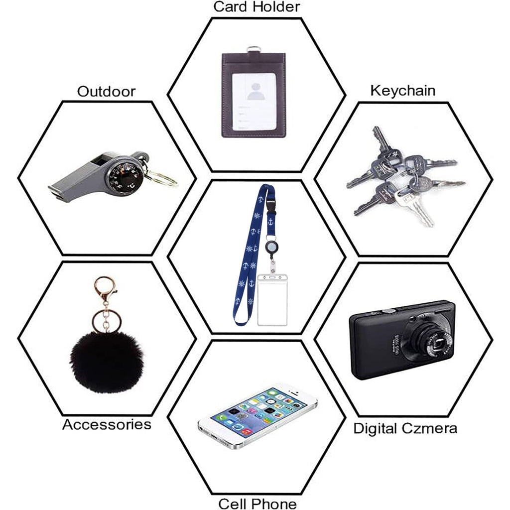 Retractable Waterproof Lanyard with ID Badge Reel Holder & Detachable Buckle for Ships Key Cards, Cruise Essentials & Must Have Accessories (4 Colors)