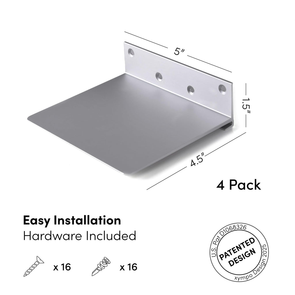 Invisible Floating Wall Bookcase - Set of 4 | Aluminium Book Wall Shelf | Invisible Shelf Holder for Books and Decoration | Modern Space Saving Wall Bookcase