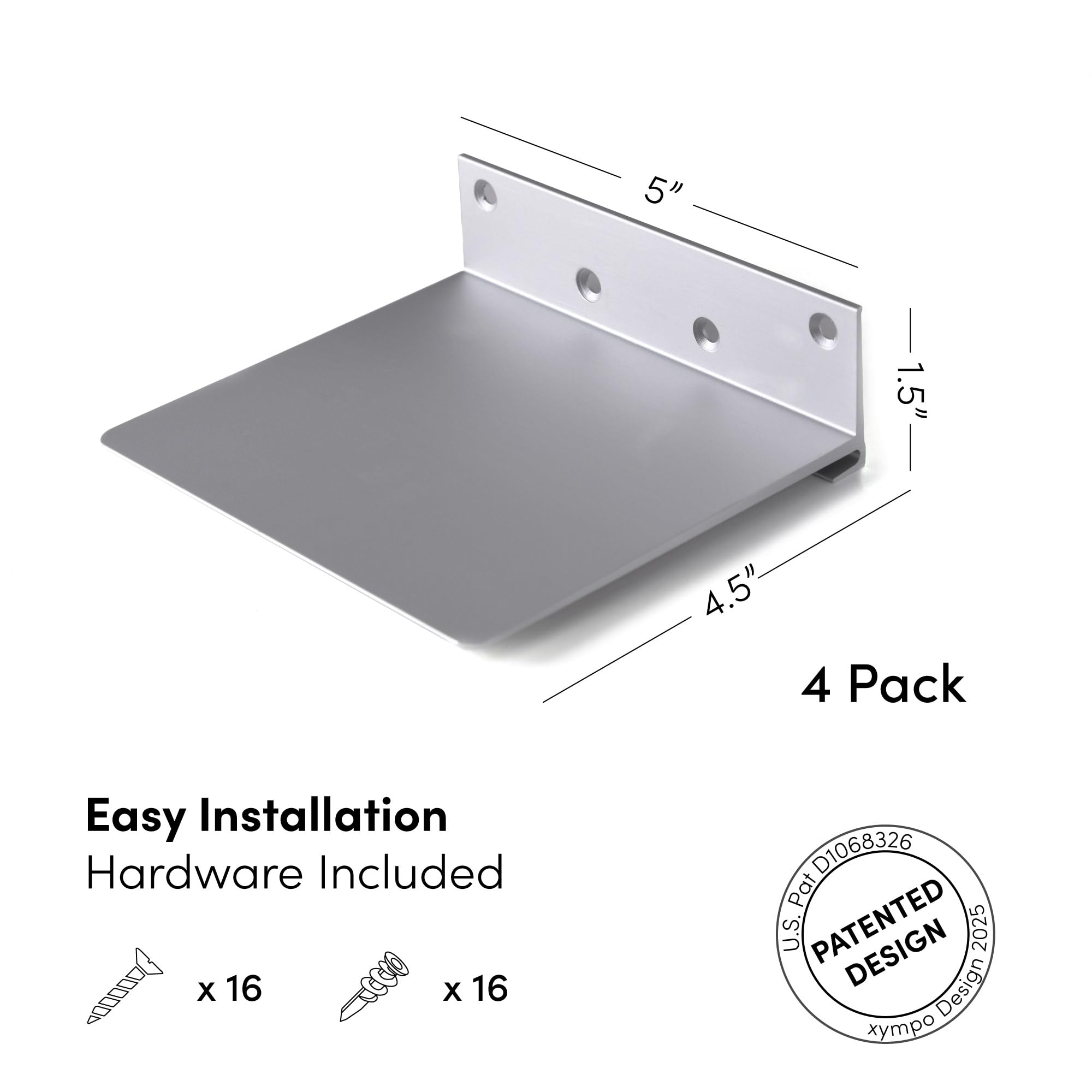Invisible Floating Wall Bookcase - Set of 4 | Aluminium Book Wall Shelf | Invisible Shelf Holder for Books and Decoration | Modern Space Saving Wall Bookcase
